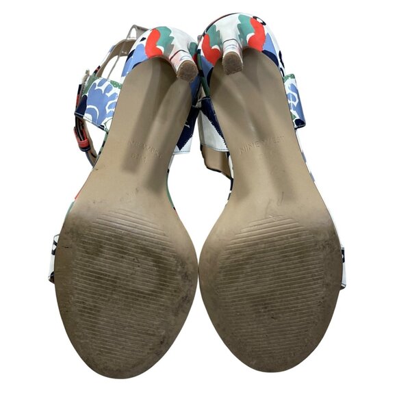 Nine West Brodea Strappy Sandals Heels Floral Size 6.5 Hook Loop Closure - Picture 7 of 13